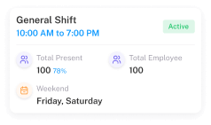 jobdesk attendance shift card